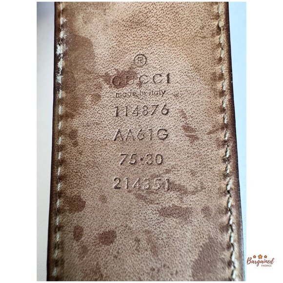 Authentic Gucci Cream Guccissima Leather Gold Interlocking G Buckle Belt 75/30 - Picture 11 of 13